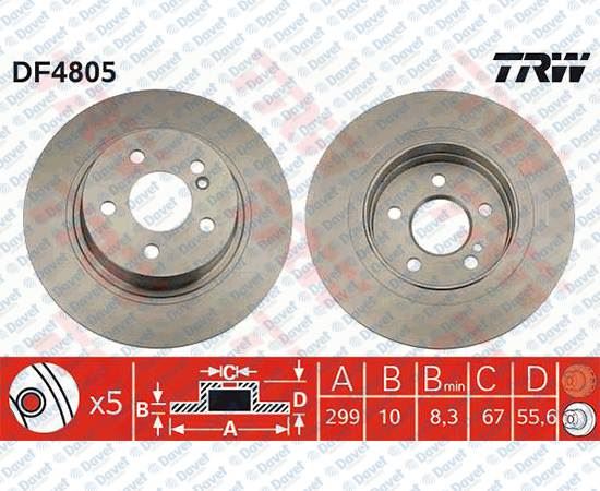TRW DF4805 Arka Fren Diski Aynasi Mercedes C Seri W204 C180-C200-C230-C250-C280-C300 07-14-E Seri C207 09>